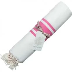 Febronie Décoration De Jardin Fouta En Coton 100x200 Blanc Et Rose Fuschia 11 Febronie Décoration De Jardin Fouta En Coton 100x200 Blanc Et Rose Fuschia -Gants de toilette Soldes fouta en coton 100x200 blanc et rose fuschia 3