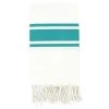 Febronie Décoration De Jardin Fouta En Coton 100x200 Blanc Et Vert Turquoise -Gants de toilette Soldes fouta en coton 100x200 blanc et vert turquoise