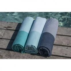 Febronie Décoration De Jardin Fouta En Coton 100x200 Bleu Aqua -Gants de toilette Soldes fouta en coton 100x200 bleu aqua 2