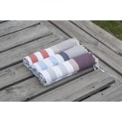 Febronie Décoration De Jardin Fouta En Coton 100x200 Bleu Ciel Et Bleu Marine -Gants de toilette Soldes fouta en coton 100x200 bleu ciel et bleu marine 5