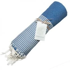 Febronie Décoration De Jardin Fouta En Coton 100x200 Bleu Grec -Gants de toilette Soldes fouta en coton 100x200 bleu grec 3