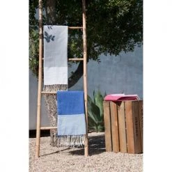 Febronie Décoration De Jardin Fouta En Coton 100x200 Bleu Grec -Gants de toilette Soldes fouta en coton 100x200 bleu grec 5