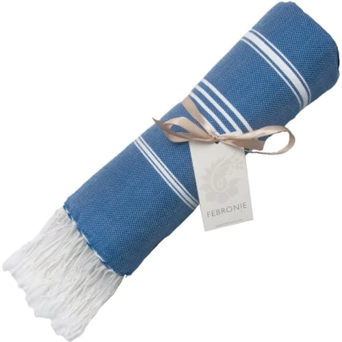 Febronie Décoration De Jardin Fouta En Coton 100x200 Bleu Grec 5 Febronie Décoration De Jardin Fouta En Coton 100x200 Bleu Grec – Image 3