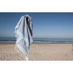 Febronie Décoration De Jardin Fouta En Coton 100x200 Bleu Grec Et Vert Turquoise -Gants de toilette Soldes fouta en coton 100x200 bleu grec et vert turquoise 3