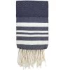 Febronie Décoration De Jardin Fouta En Coton 100x200 Bleu Jean Et Argent
