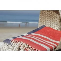 Febronie Décoration De Jardin Fouta En Coton 100x200 Bleu Jean Et Argent -Gants de toilette Soldes fouta en coton 100x200 bleu jean et argent 3