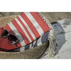 Febronie Décoration De Jardin Fouta En Coton 100x200 Bleu Jean Et Argent -Gants de toilette Soldes fouta en coton 100x200 bleu jean et argent 4