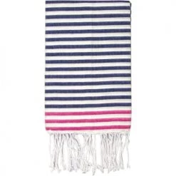 Febronie Décoration De Jardin Fouta En Coton 100x200 Bleu Jean Et Rose Fuchsia