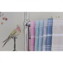 Febronie Décoration De Jardin Fouta En Coton 100x200 Bleu Pâle -Gants de toilette Soldes fouta en coton 100x200 bleu pale 4