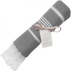 Febronie Décoration De Jardin Fouta En Coton 100x200 Gris Moyen -Gants de toilette Soldes fouta en coton 100x200 gris moyen 2