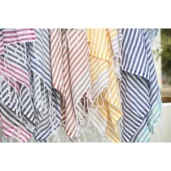 Febronie Décoration De Jardin Fouta En Coton 100x200 Gris Moyen Et Bleu Grec -Gants de toilette Soldes fouta en coton 100x200 gris moyen et bleu grec 3