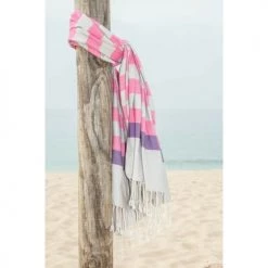 Febronie Décoration De Jardin Fouta En Coton 100x200 Gris Perle -Gants de toilette Soldes fouta en coton 100x200 gris perle 3