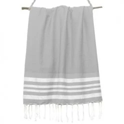 Febronie Décoration De Jardin Fouta En Coton 100x200 Gris Perle Et Argent -Gants de toilette Soldes fouta en coton 100x200 gris perle et argent 1