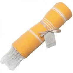 Febronie Décoration De Jardin Fouta En Coton 100x200 Jaune Safran -Gants de toilette Soldes fouta en coton 100x200 jaune safran 2