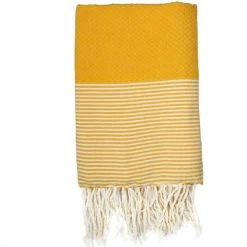 Febronie Décoration De Jardin Fouta En Coton 100x200 Jaune Safran