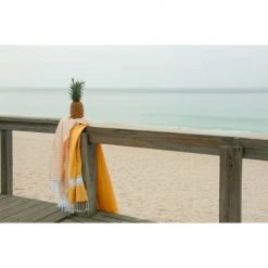 Febronie Décoration De Jardin Fouta En Coton 100x200 Jaune Safran Et Gris Perle -Gants de toilette Soldes fouta en coton 100x200 jaune safran et gris perle 3