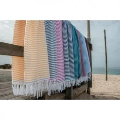 Febronie Décoration De Jardin Fouta En Coton 100x200 Jaune Safran Et Gris Perle -Gants de toilette Soldes fouta en coton 100x200 jaune safran et gris perle 4