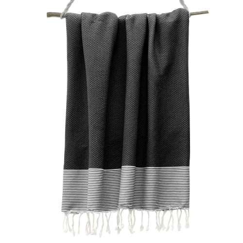 Febronie Décoration De Jardin Fouta En Coton 100x200 Noir 4 Febronie Décoration De Jardin Fouta En Coton 100x200 Noir – Image 2
