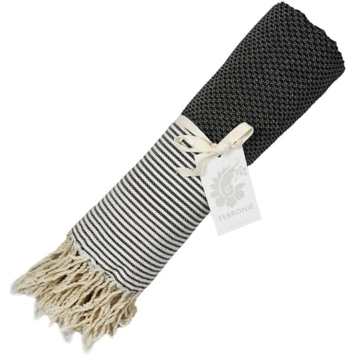 Febronie Décoration De Jardin Fouta En Coton 100x200 Noir 6 Febronie Décoration De Jardin Fouta En Coton 100x200 Noir – Image 4