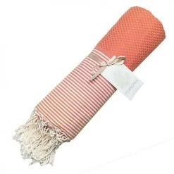 Febronie Décoration De Jardin Fouta En Coton 100x200 Orange Corail -Gants de toilette Soldes fouta en coton 100x200 orange corail 7