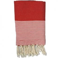 Febronie Décoration De Jardin Fouta En Coton 100x200 Rouge