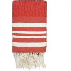 Febronie Décoration De Jardin Fouta En Coton 100x200 Rouge Et Argent