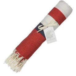 Febronie Décoration De Jardin Fouta En Coton 100x200 Rouge Et Bleu Jean -Gants de toilette Soldes fouta en coton 100x200 rouge et bleu jean 2