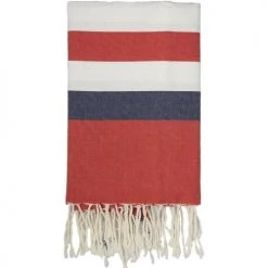 Febronie Décoration De Jardin Fouta En Coton 100x200 Rouge Et Bleu Jean