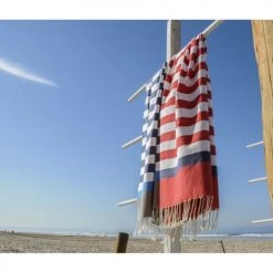 Febronie Décoration De Jardin Fouta En Coton 100x200 Rouge Et Bleu Jean -Gants de toilette Soldes fouta en coton 100x200 rouge et bleu jean 3