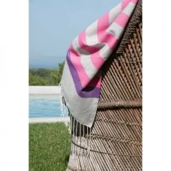 Febronie Décoration De Jardin Fouta En Coton 100x200 Rouge Et Bleu Jean -Gants de toilette Soldes fouta en coton 100x200 rouge et bleu jean 5