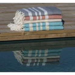 Febronie Décoration De Jardin Fouta En Coton 100x200 Terracotta Et Argent -Gants de toilette Soldes fouta en coton 100x200 terracotta et argent 4