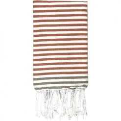Febronie Décoration De Jardin Fouta En Coton 100x200 Terracotta Et Taupe Clair
