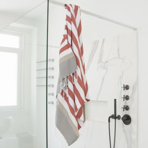 Febronie Décoration De Jardin Fouta En Coton 100x200 Terracotta, Taupe Clair 4 Febronie Décoration De Jardin Fouta En Coton 100x200 Terracotta, Taupe Clair – Image 2