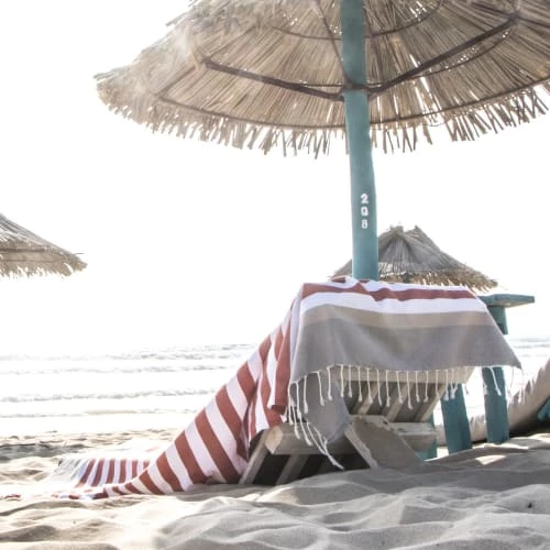 Febronie Décoration De Jardin Fouta En Coton 100x200 Terracotta, Taupe Clair 6 Febronie Décoration De Jardin Fouta En Coton 100x200 Terracotta, Taupe Clair – Image 4