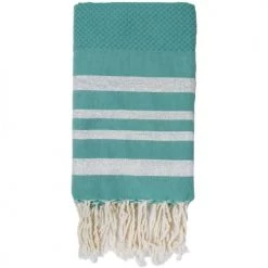 Febronie Décoration De Jardin Fouta En Coton 100x200 Vert Canard Et Argent