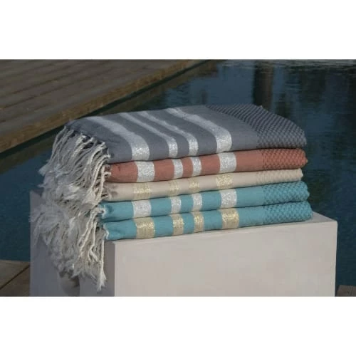 Febronie Décoration De Jardin Fouta En Coton 100x200 Vert Canard Et Or 6 Febronie Décoration De Jardin Fouta En Coton 100x200 Vert Canard Et Or – Image 4