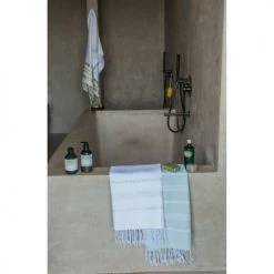 Febronie Décoration De Jardin Fouta En Coton 100x200 Vert D'eau -Gants de toilette Soldes fouta en coton 100x200 vert d eau 5