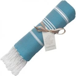 Febronie Décoration De Jardin Fouta En Coton 100x200 Vert Turquoise -Gants de toilette Soldes fouta en coton 100x200 vert turquoise 3