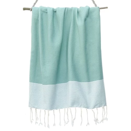 Febronie Décoration De Jardin Fouta En Coton 100x200 Vert Turquoise 4 Febronie Décoration De Jardin Fouta En Coton 100x200 Vert Turquoise – Image 2