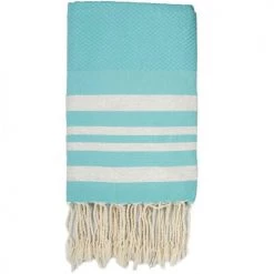 Febronie Décoration De Jardin Fouta En Coton 100x200 Vert Turquoise Et Argent