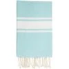 Febronie Décoration De Jardin Fouta En Coton Bande Blanche 100x200 Bleu Aqua -Gants de toilette Soldes fouta en coton bande blanche 100x200 bleu aqua