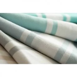 Febronie Décoration De Jardin Fouta En Coton Bande Blanche 100x200 Bleu Aqua -Gants de toilette Soldes fouta en coton bande blanche 100x200 bleu aqua 4