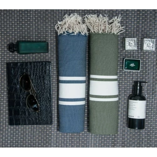 Febronie Décoration De Jardin Fouta En Coton Bande Blanche 100x200 Bleu Jean 8 Febronie Décoration De Jardin Fouta En Coton Bande Blanche 100x200 Bleu Jean – Image 6