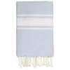 Febronie Décoration De Jardin Fouta En Coton Bande Blanche 100x200 Bleu Pâle -Gants de toilette Soldes fouta en coton bande blanche 100x200 bleu pale