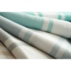Febronie Décoration De Jardin Fouta En Coton Bande Blanche 100x200 Bleu Pâle -Gants de toilette Soldes fouta en coton bande blanche 100x200 bleu pale 2