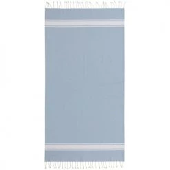 Febronie Décoration De Jardin Fouta En Coton Bande Blanche 100x200 Bleu Pâle -Gants de toilette Soldes fouta en coton bande blanche 100x200 bleu pale 4