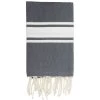 Febronie Décoration De Jardin Fouta En Coton Bande Blanche 100x200 Gris Moyen -Gants de toilette Soldes fouta en coton bande blanche 100x200 gris moyen