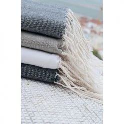 Febronie Décoration De Jardin Fouta En Coton Bande Blanche 100x200 Gris Moyen -Gants de toilette Soldes fouta en coton bande blanche 100x200 gris moyen 5