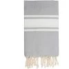 Febronie Décoration De Jardin Fouta En Coton Bande Blanche 100x200 Gris Perle -Gants de toilette Soldes fouta en coton bande blanche 100x200 gris perle
