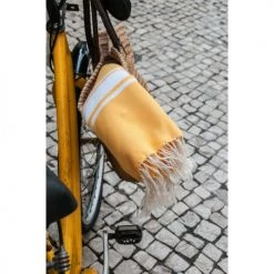 Febronie Décoration De Jardin Fouta En Coton Bande Blanche 100x200 Jaune Safran -Gants de toilette Soldes fouta en coton bande blanche 100x200 jaune safran 4